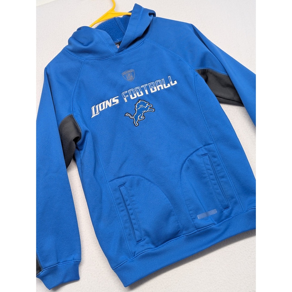 NFL Team Apparel Detroit Lions Youth Hoodie Blue Size M 10/12 Football Pullover